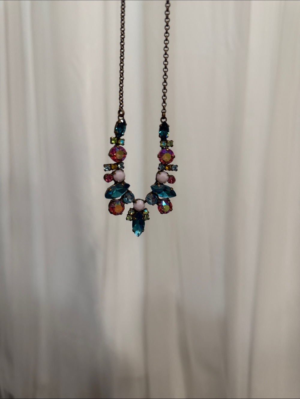 Sorrelli Teal and Pink Multistone Crystal Necklace - Picture 7 of 7